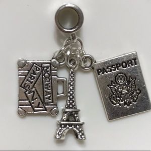 Eiffel Tower, Suitcase, Passport Dangle Charm